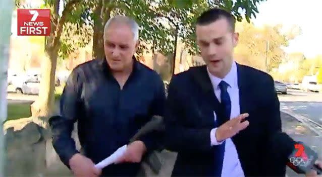 Michael Szafranek (left) with his lawyer outside court. Source: 7News