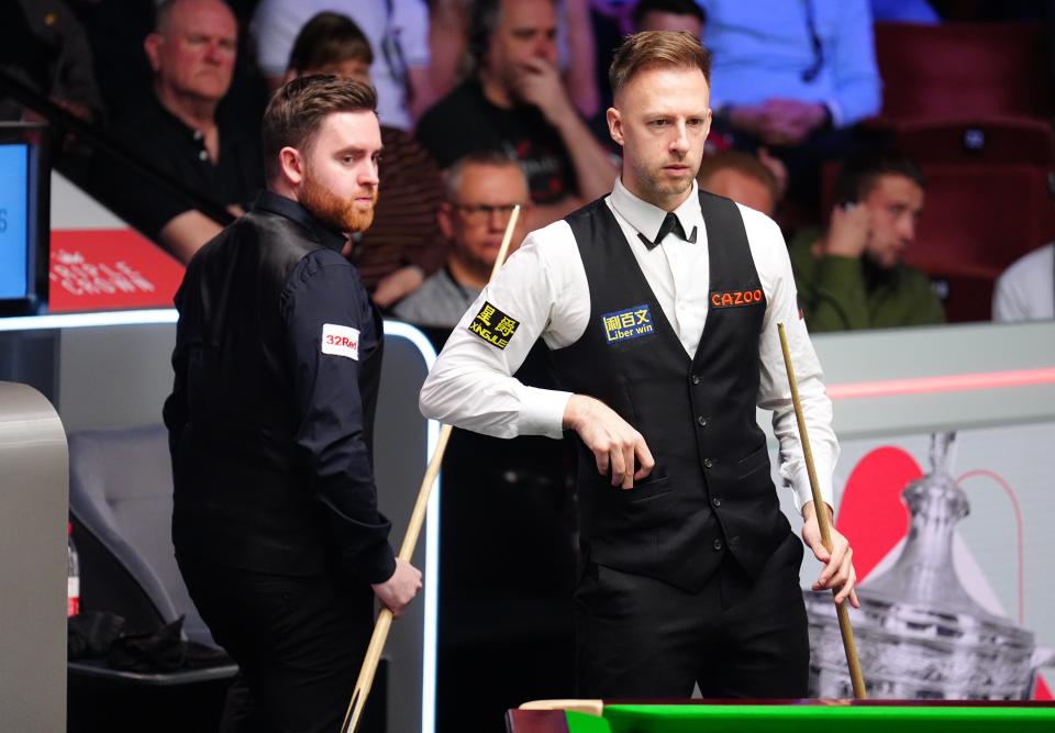 Judd Trump, right, was given a hard test by Jak Jones (Mike Egerton/PA Wire)