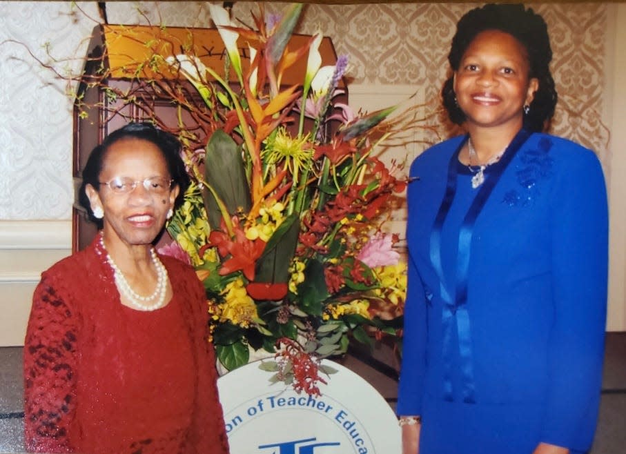 A photo of former FAMU professor, philanthropist Dr. Anne Gayles-Felton (left) with her second cousin Vienna Adams (right). Their family nicknames are “Cousin Anne and Nay.”