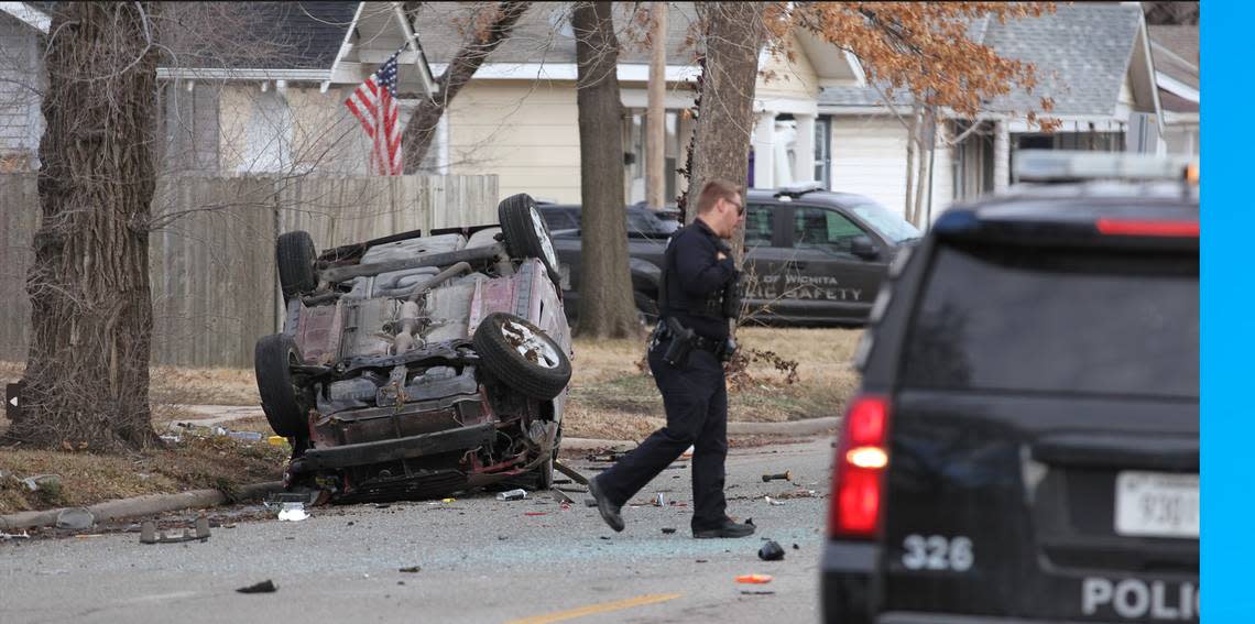 A Toyota Corolla passenger vehicle lying on its top after being involved in a crash that left a man dead Thursday morning.