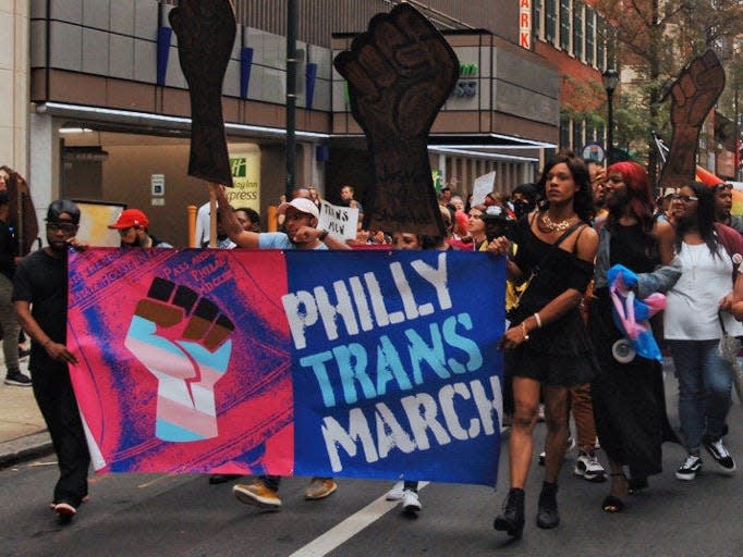 Participants in the 8th annual Philly Trans March on October 6, 2018.