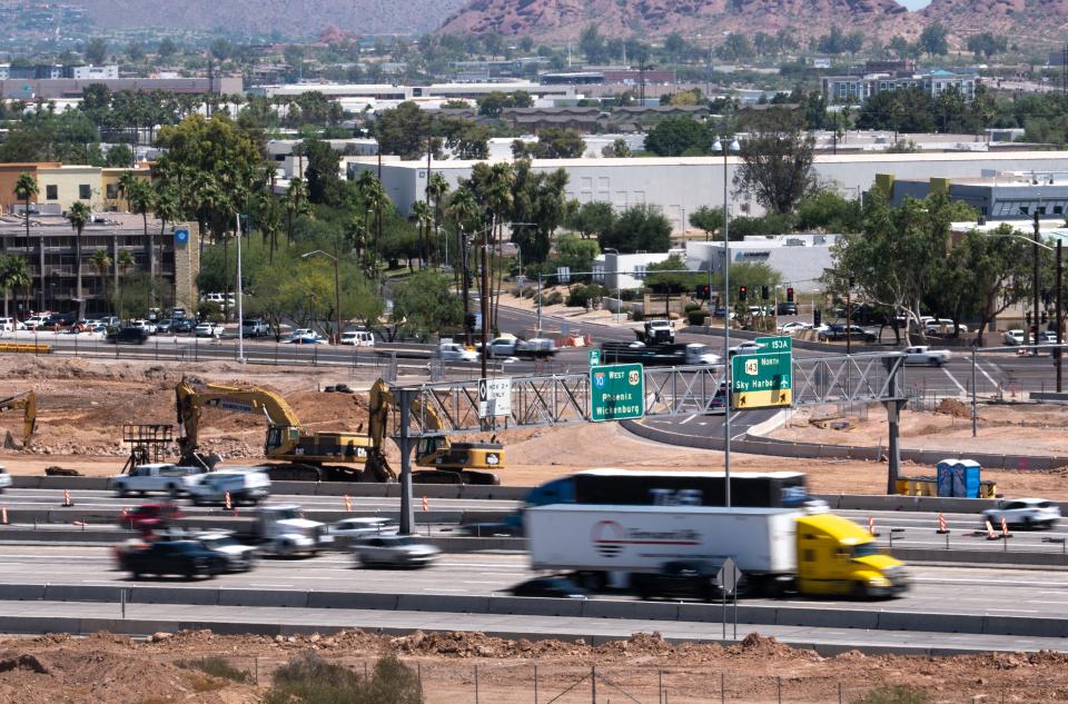 Broadway Curve construction on Interstate 10, June 1, 2023, Phoenix, Arizona.