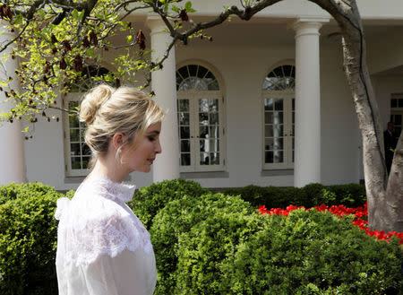 FILE PHOTO: Ivanka Trump walks in the Rose Garden after a joint news conference between U.S. President Donald Trump and Jordan's King Abdullah II at the White House in Washington, U.S., April 5, 2017. REUTERS/Kevin Lamarque/File Photo