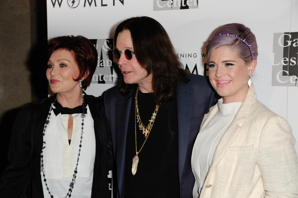 From left, Sharon Osbourne, Ozzy Osbourne, and Kelly Osbourne arrive at the 2013 