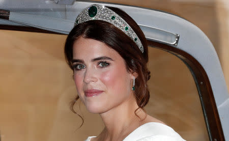 Princess Eugenie of York arrives for her marriage to Jack Brooksbank at St George's Chapel, Windsor Castle, near London, Britain October 12, 2018. Alastair Grant/Pool via REUTERS