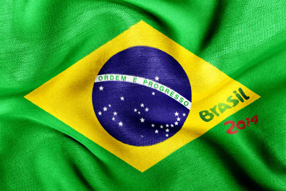 Brazil flag 2014 wrinkled