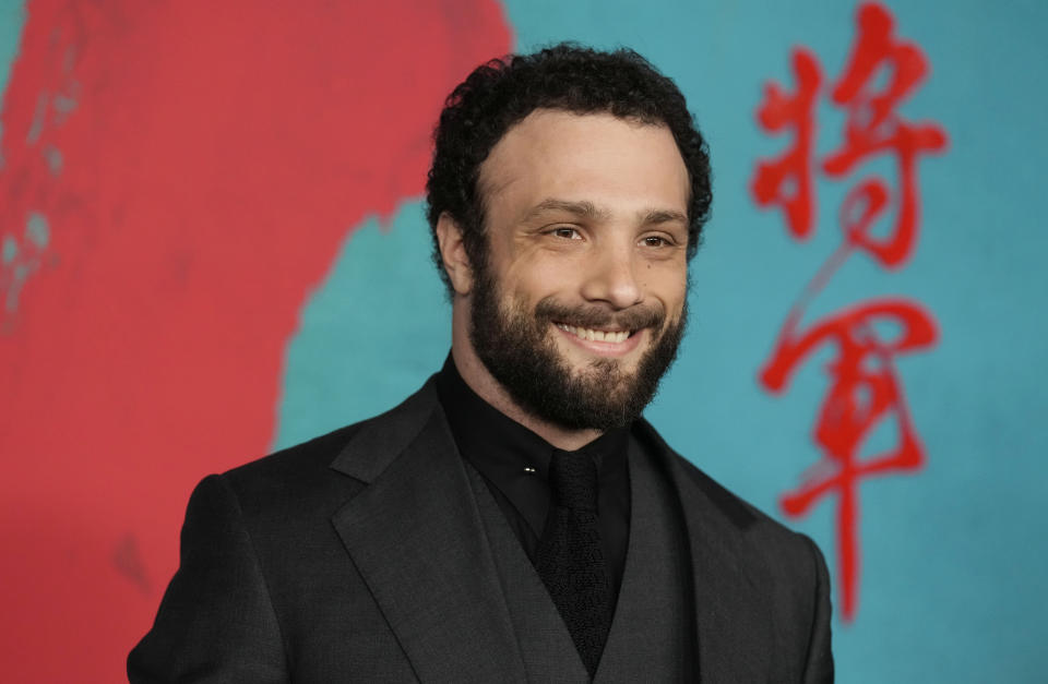 Cosmo Jarvis, a cast member in "Shogun," poses at the premiere of the FX limited series at The Academy Museum, Tuesday, Feb. 13, 2024, in Los Angeles. (AP Photo/Chris Pizzello)