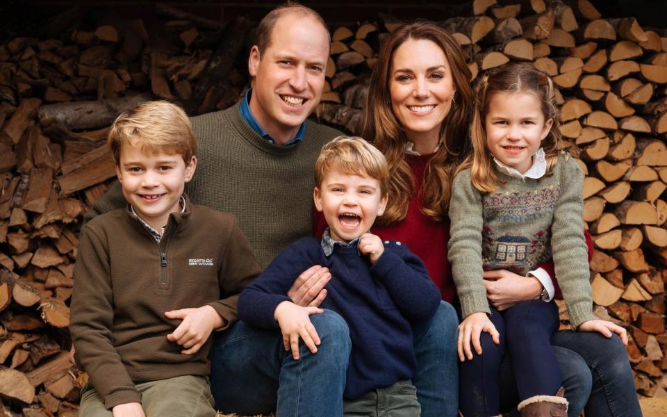 The Cambridges, with Prince George, Princess Charlotte, and Prince Louis - PA