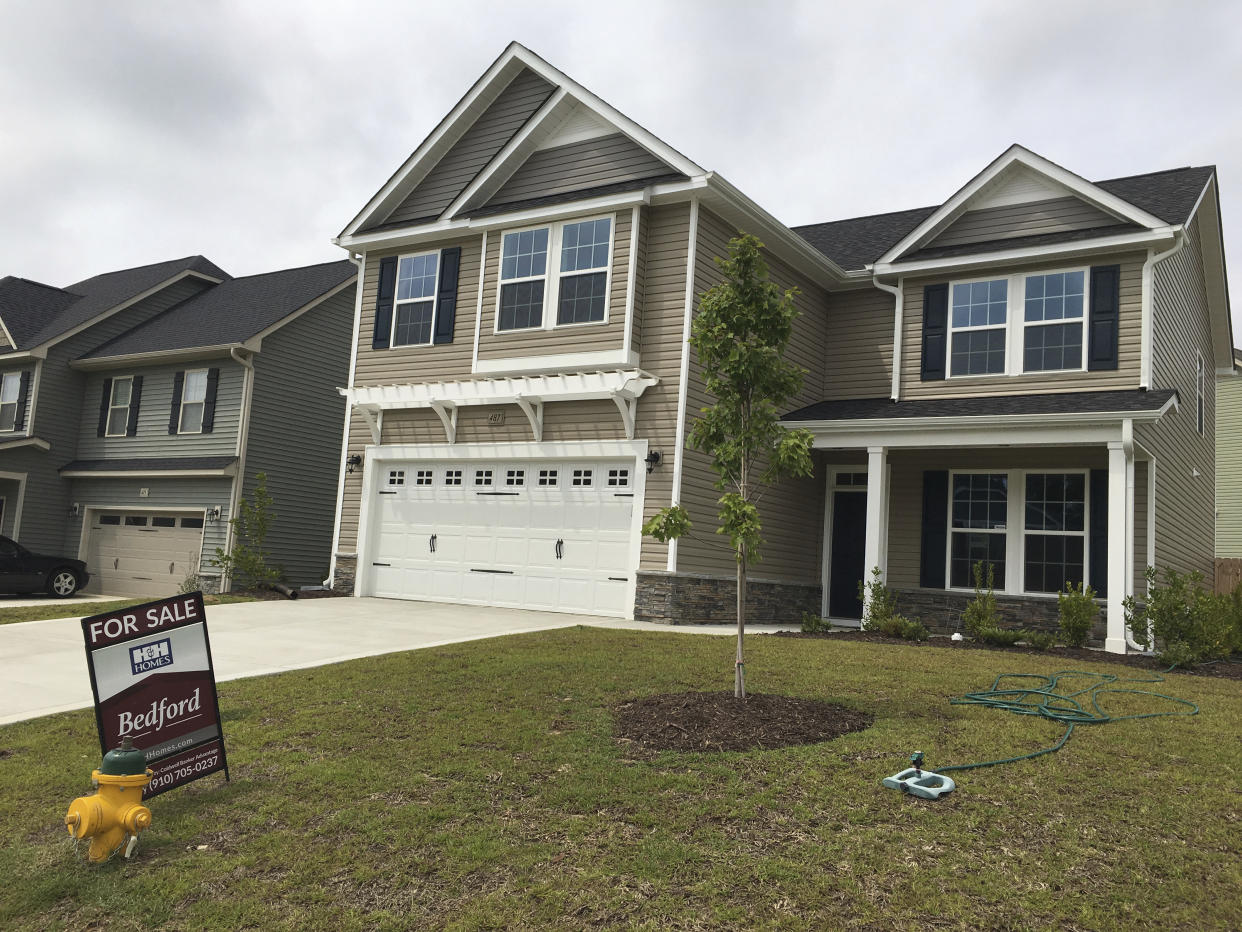 This Wednesday, Sept. 6, 2017, photo shows a new home for sale in a housing development in Raeford, N.C. (AP Photo/Swayne B. Hall)