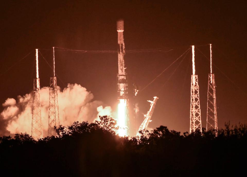 A SpaceX Falcon 9 rocket lifts off early Saturday morning from Cape Canaveral Space Force Station.