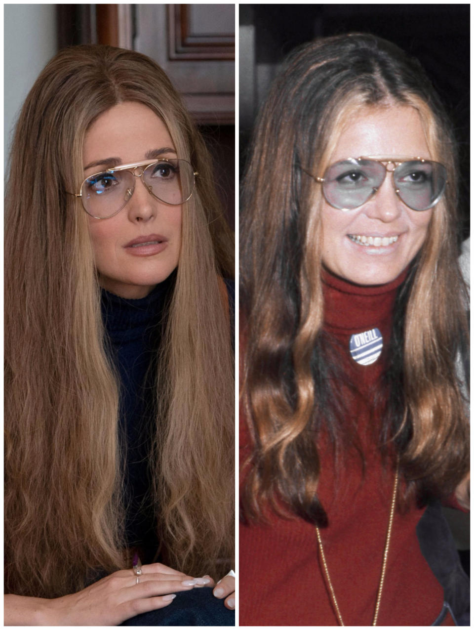 Rose Byrne in "Mrs. America" vs. the real Gloria Steinem