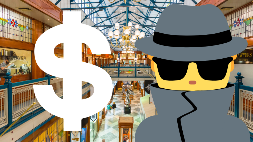 Pictured: Australian shopping centre, dollar sign and a thief. Image: Getty