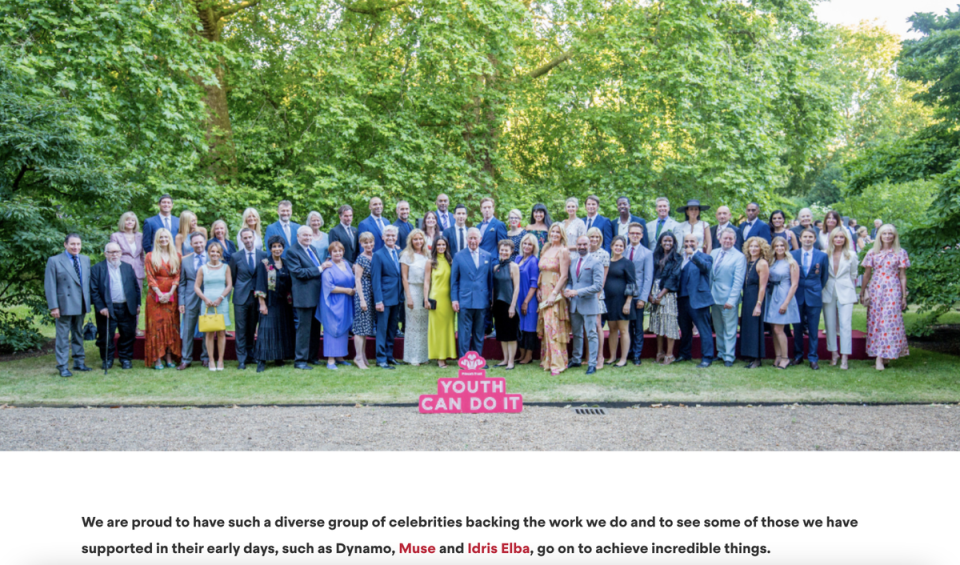 Phillip Schofield alongside King Charles and other celebrity ambassadors of The Prince’s Trust, on the organisation’s website (Princes Trust website)