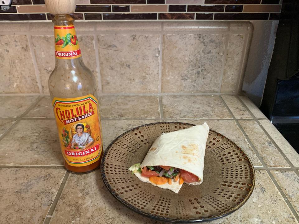 lunch wrap with hot sauce