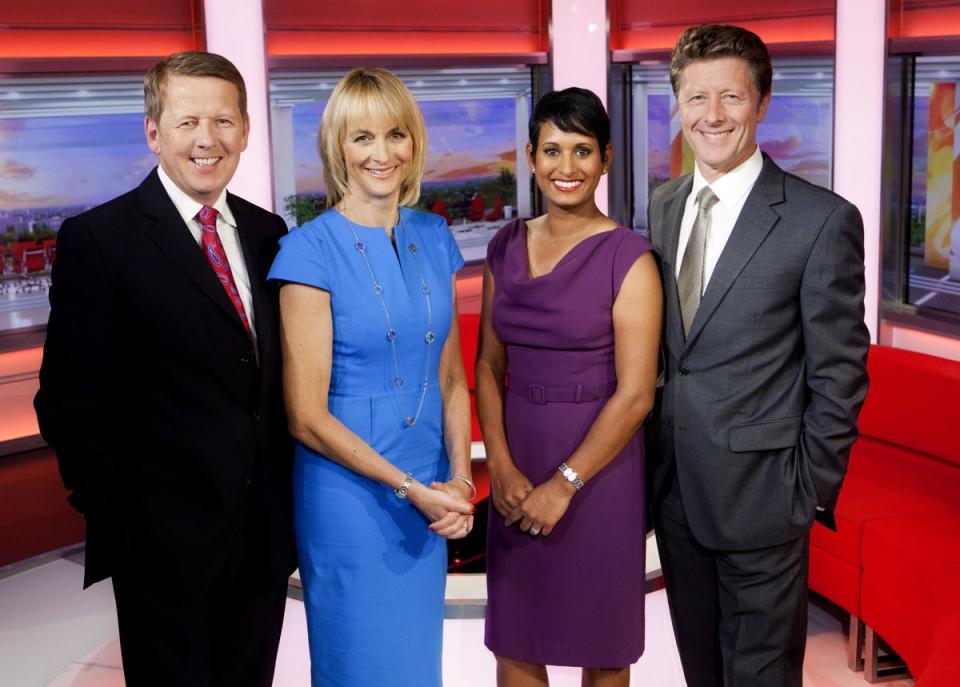 BBC Breakfast presenters (from left) Bill Turnbull, Louise Minchin, Naga Munchetty and Charlie Stayt (BBC/PA) (PA Media)