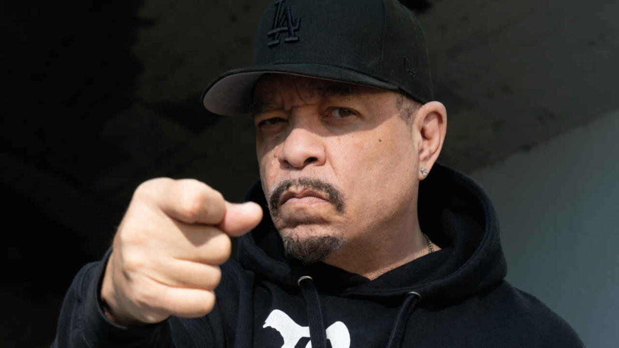  Ice-T of Body Count pointing to the camera 