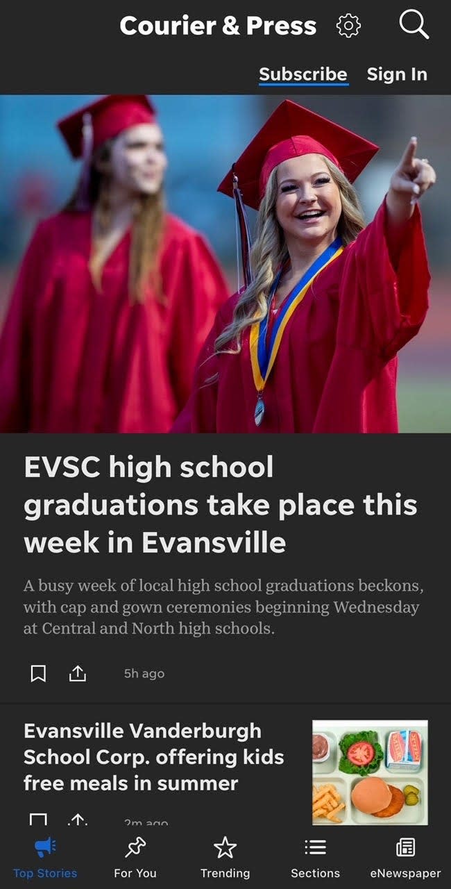The Courier & Press app has frequent news updates throughout the day.