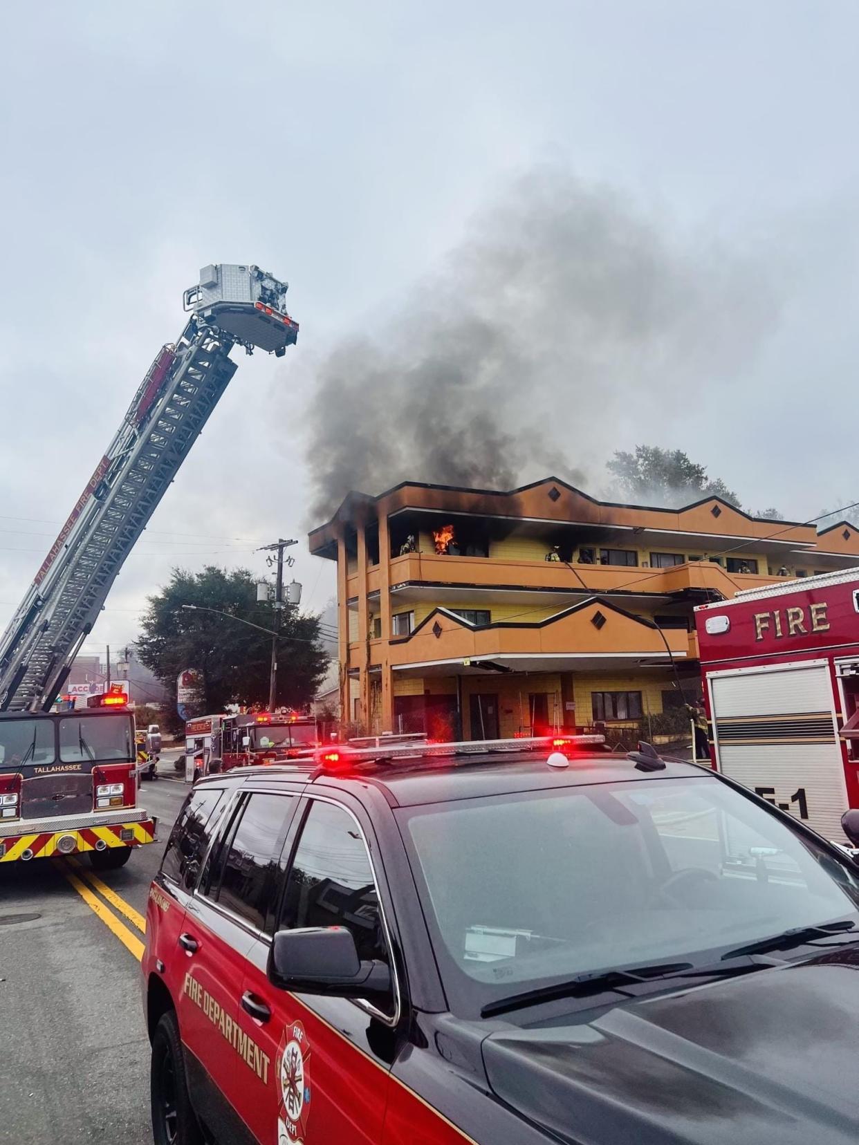 Firefighters knocked down a blaze in a former hotel on the corner of Tennessee and Dewey streets.