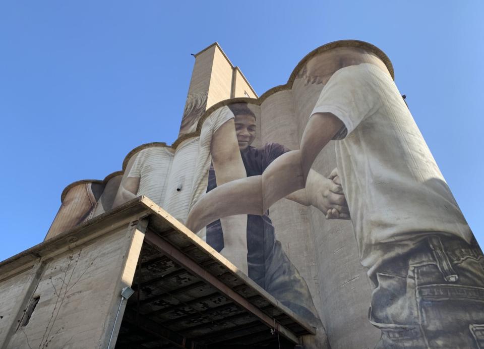 This mural by Australian artist Guido Van Helten covers a grain elevator in Salina.