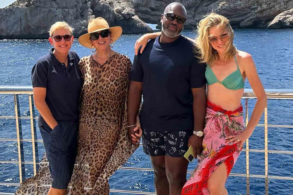 <p>Kris Jenner/Instagram</p> Ellen Degeneres, Kris Jenner, Corey Gamble and Portia de Rossi