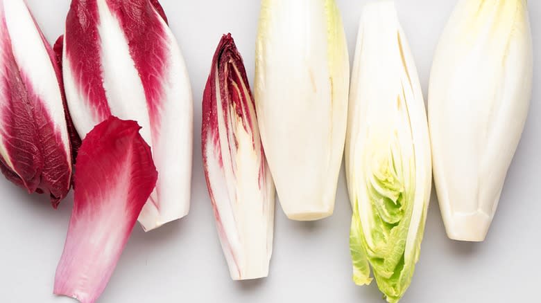 red and green Belgian endive