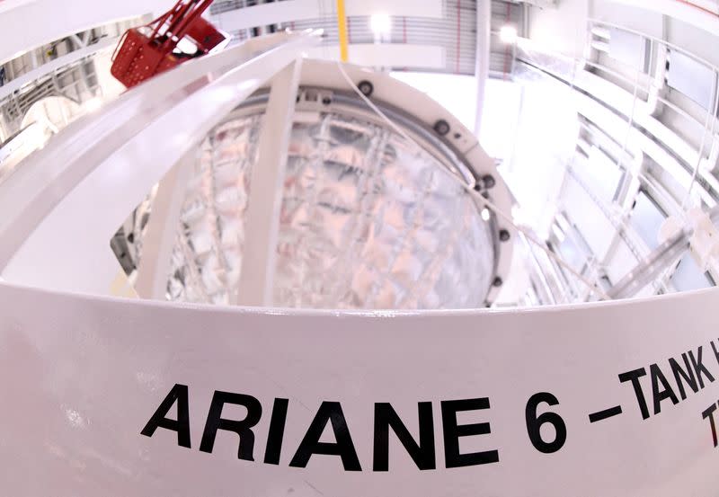 FILE PHOTO: A tank of Ariane 6, Europe's next-generation space rocket, is pictured in a production line of Ariane Group in Bremen