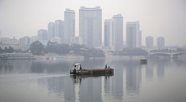 The Pyongyang skyline seen from the Taedong River. Source: AAP
