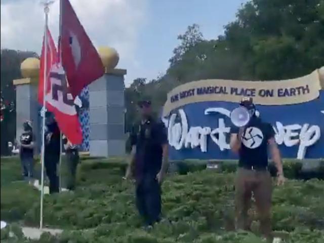 Protesters Fly Nazi And DeSantis 2024 Flags Outside Disney World Entrance   8a15ac85fe9e4d993445a2ec4c1a0646