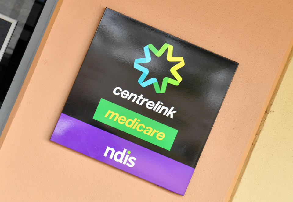 Image: AAPThe Centrelink sign is seen in the west NSW town of Broken Hill, Sunday, July 8, 2018. (AAP Image/Mick Tsikas) 