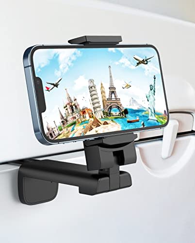 MiiKARE Airplane Travel Essentials Phone Holder, Universal Handsfree Phone Mount for Flying with 360 Degree Rotation, Travel Accessory for Airplane, Travel Must Haves Phone Stand for Desk, Tray Table (AMAZON)