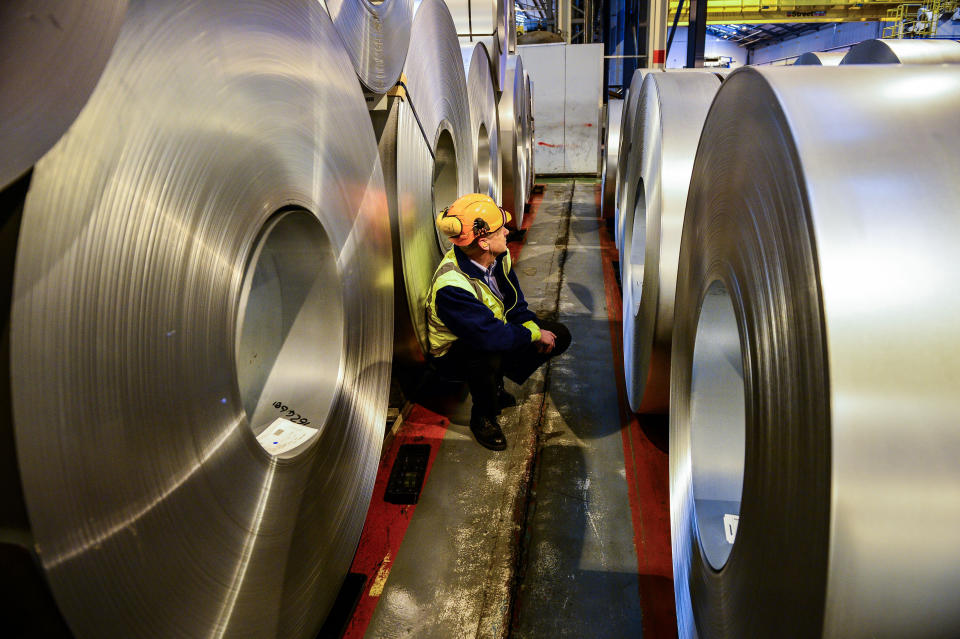 EMBARGOED TO 0001 MONDAY JUNE 10 File photo dated 15/02/17 of a worker inspecting rolls of steel. Optimism among manufacturing firms has slumped to its lowest level in six years, new research suggests.