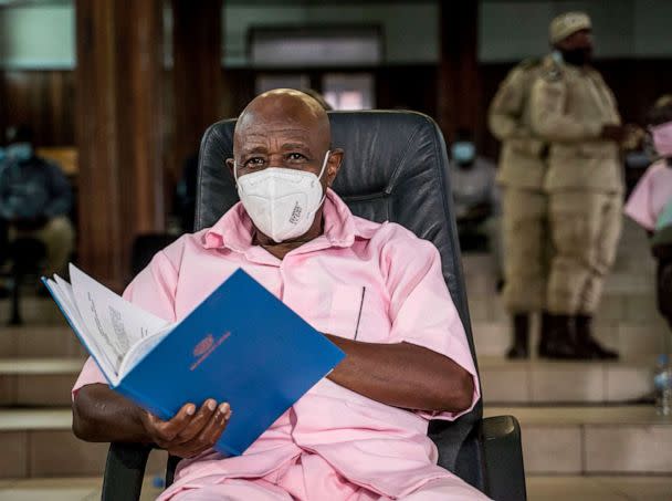 PHOTO: In this Feb. 17, 2021 file photo Paul Rusesabagina attends a court hearing in Kigali, Rwanda. (Simon Wohlfahrt/AFP via Getty Images, FILE)