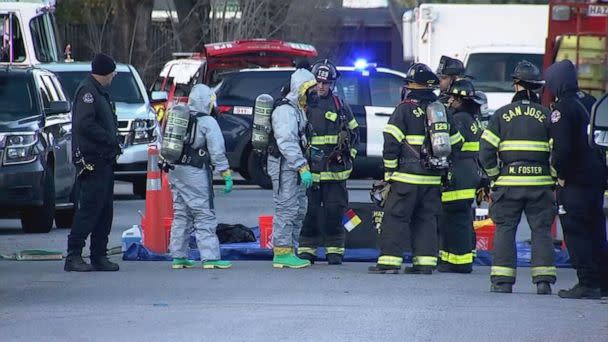 PHOTO: Authorities respond to a home in San Jose, California, where police say they found large amounts of explosive material. (KGO)