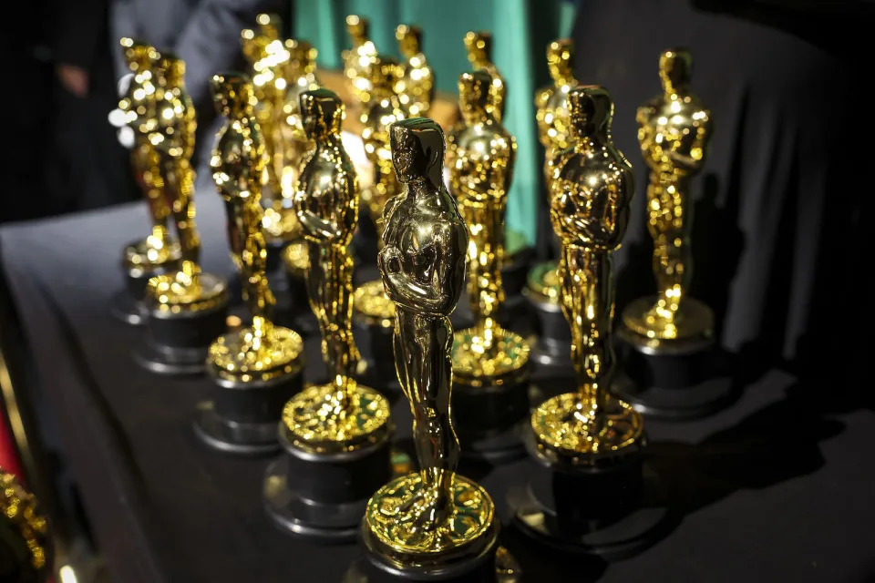 HOLLYWOOD, CA - MARCH 12: Oscar statues, backstage at the 95th Academy Awards at the Dolby Theatre on March 12, 2023 in Hollywood, California. (Robert Gauthier / Los Angeles Times)