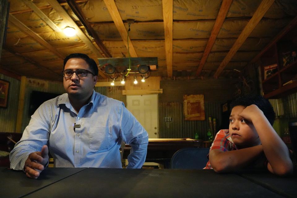 Adam Martinez, shown with his son Zayon says the family recently opted for virtual learning for the boy who survived the Robb Elementary School shooting — in part because Martinez said he has lost faith that law enforcement will keep his son safe in a classroom. “Them saying they were heroes, it is a disgrace, and I’m offended,” Adam Martinez said.