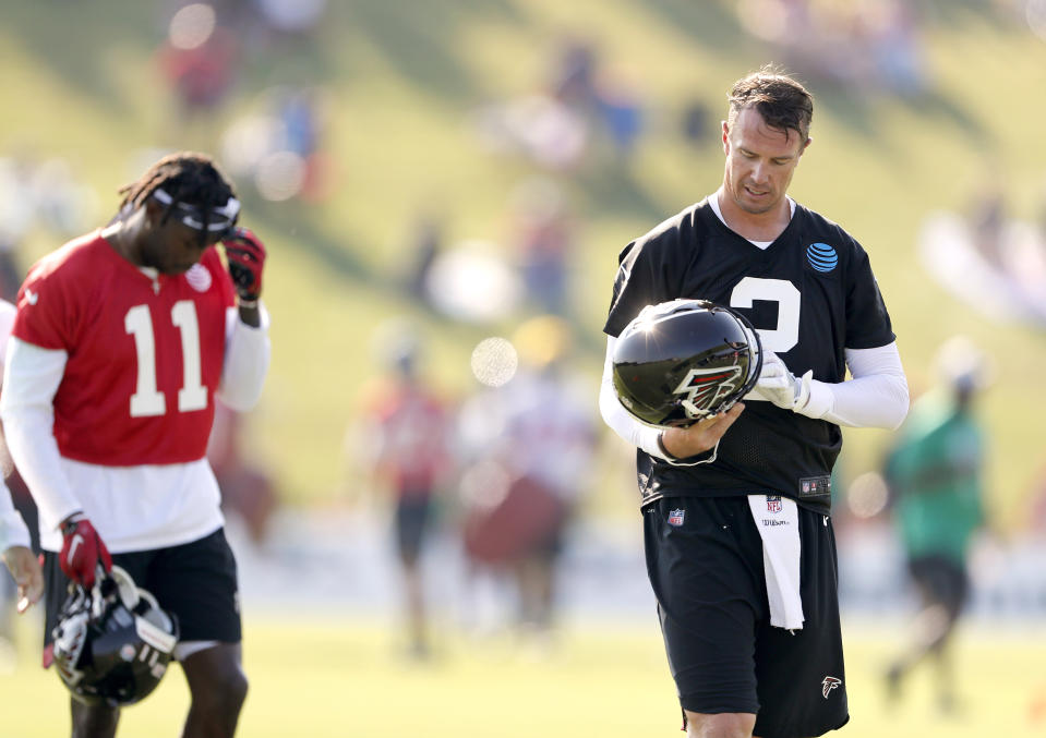 Matt Ryan and Julio Jones are still a terrific combo. A few additional touchdown connections would be welcomed by the fantasy community. (AP Photo/David Goldman)