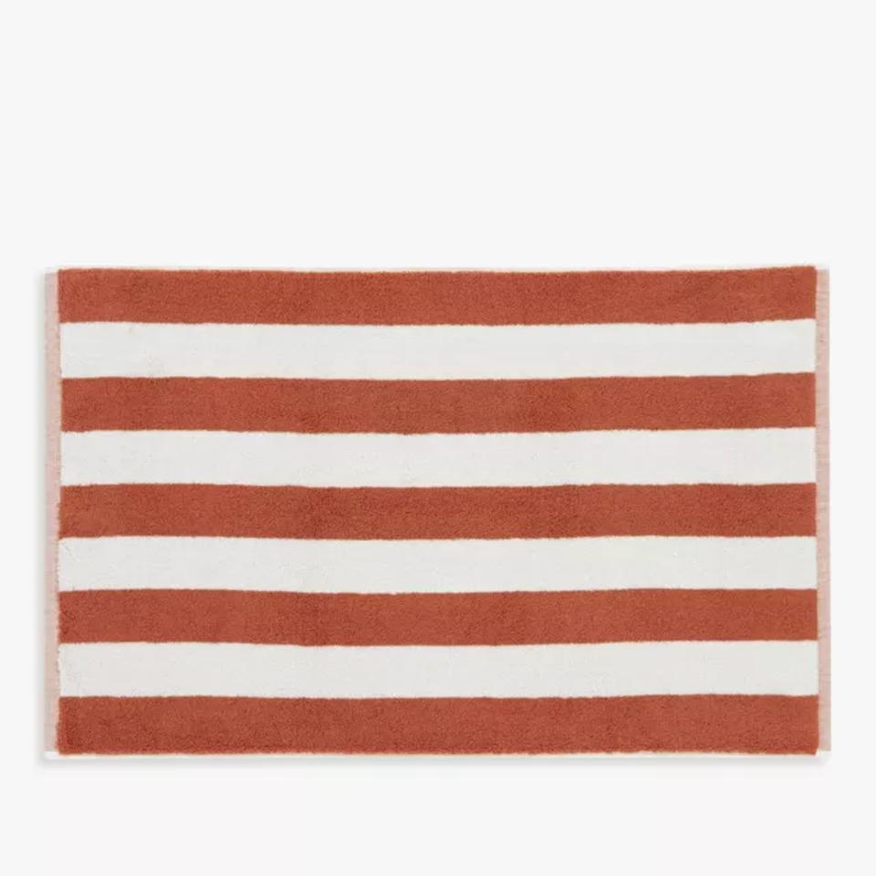 ANYDAY Block Stripe Terry Bath Mat, Burnt Orange