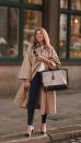 <p> One way to elevate a simple jean white tee and heel? Just add a trench coat. A neutral-tone trench and skinny jeans can be worn day to night and dressed up or down with a heel or flats. It will keep you warm and elevate your style in one. </p>