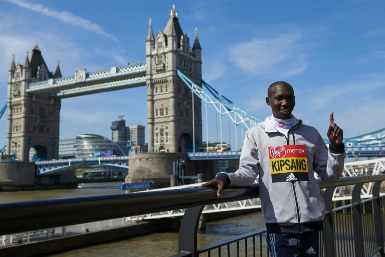 Kenya's Wilson Kipsang, seen here near Tower Bridge in central London, has not ruled himself out of contention for the London title