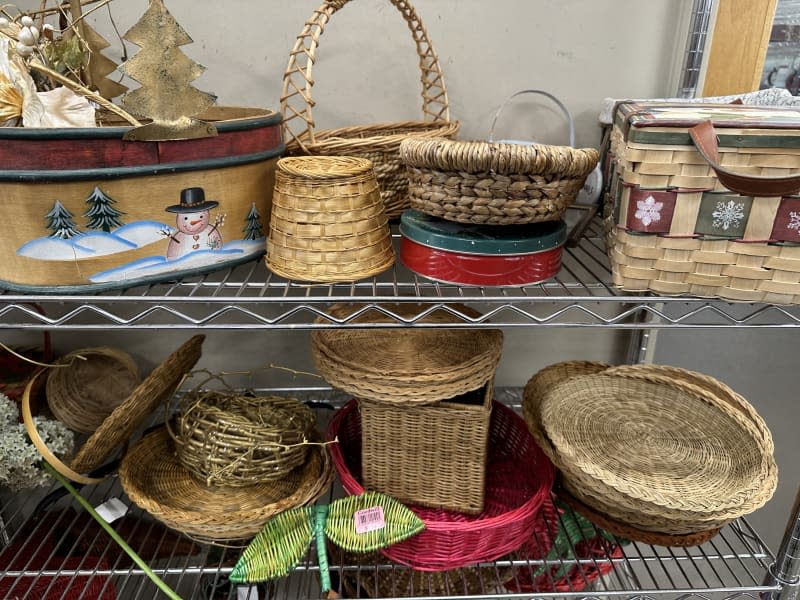 Baskets in thrift store.