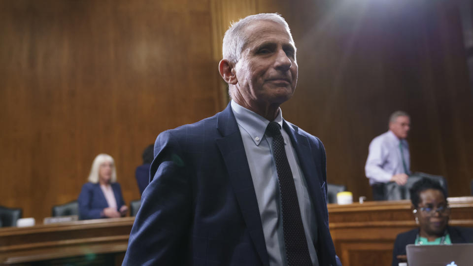 Dr. Anthony Fauci, President Biden's chief medical adviser, finishes testimony before the Senate Health, Education, Labor and Pensions Committee in July.