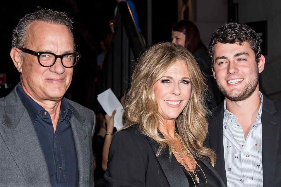 Tom Hanks, wife Rita Wilson and son Truman Theodore Hanks are seen arriving to Tom Ford SS19 fashion show at Park Avenue Armory on September 5, 2018 in New York City