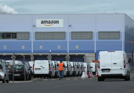 An outside view of an Amazon logistics centre in Mannheim