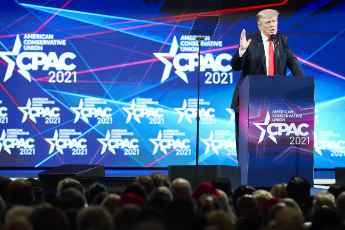 Former President Donald Trump speaks at the Conservative Political Action Conference (CPAC) in Dallas, July 11, 2021. (Cooper Neill/The New York Times)