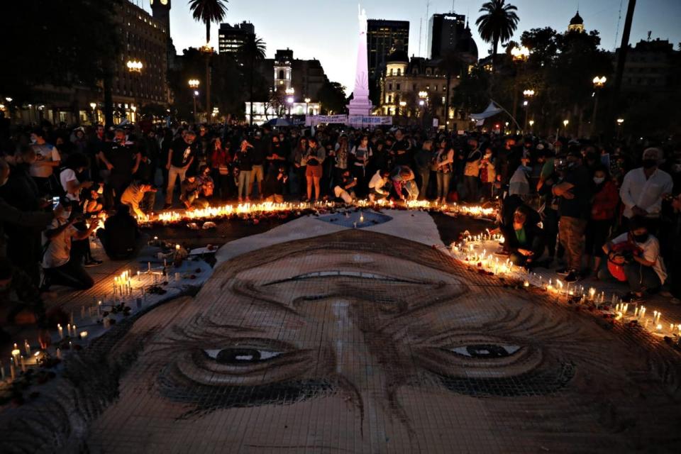 El mural de Néstor Kirchner, en Plaza de Mayo