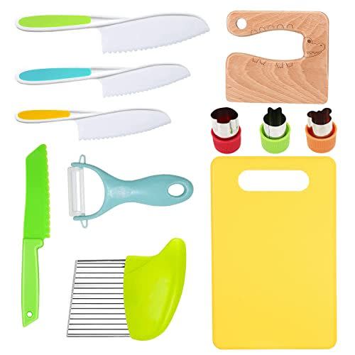 4) RISICULIS 11-Piece Wooden Kids Kitchen Knife Set