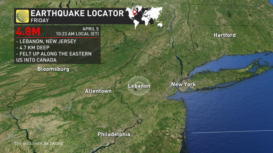 Rare magnitude 4.8 earthquake strikes New Jersey, shaking felt in Canada