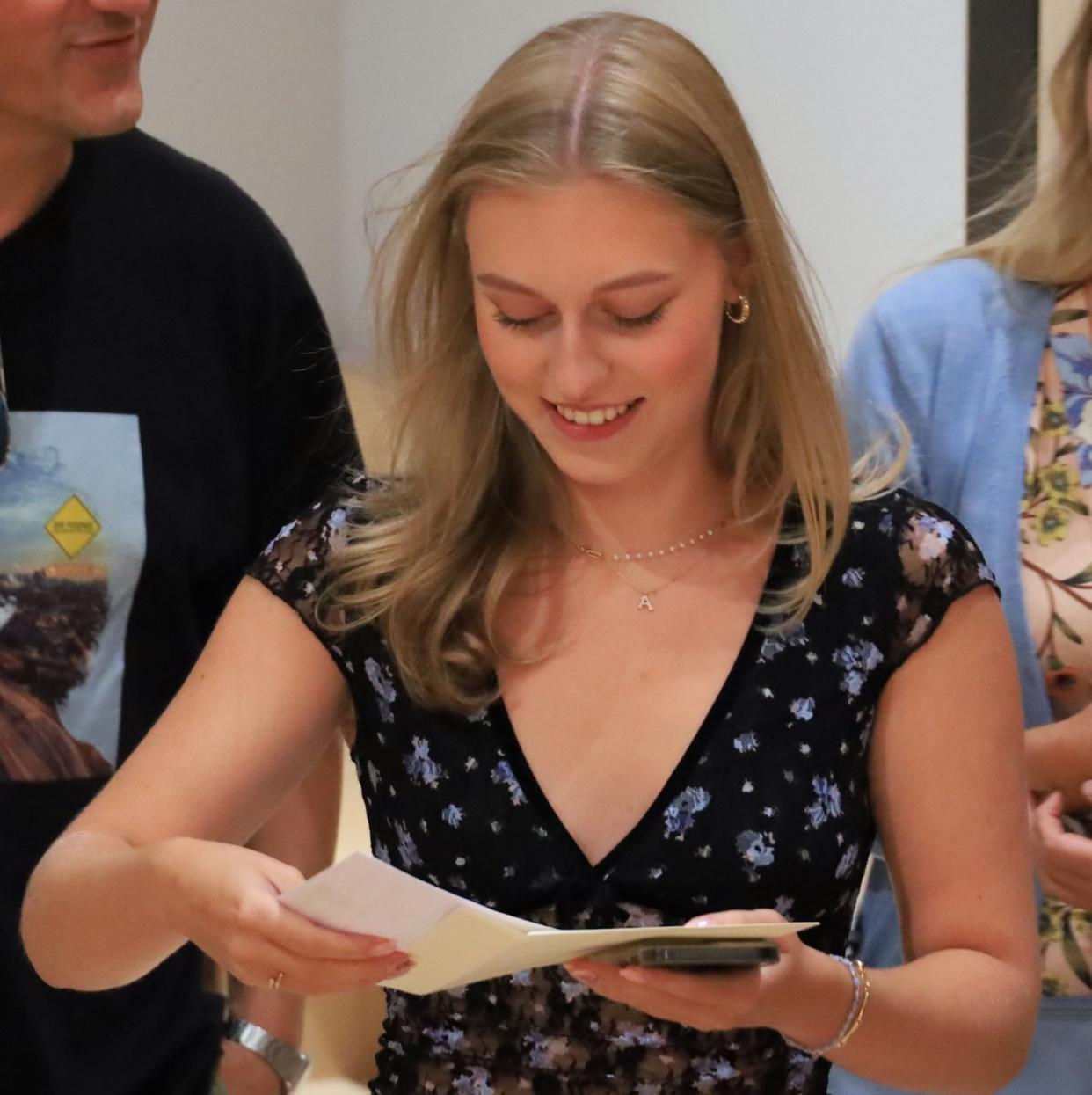 Anna Ursakii, 17, learns of her four straight A*s that secured a Cambridge place