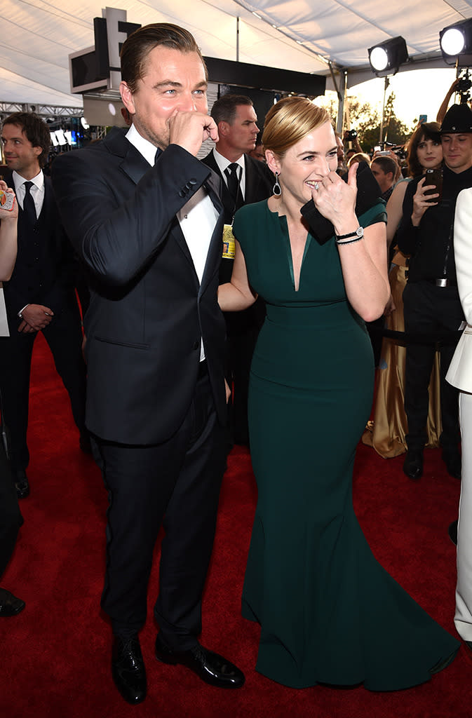 <p>Winslet told Kimmel after the SAG awards “We were giggling about it that night. I was like, ‘Oh my God, can you actually believe it that people still get so overwhelmed by the Jack and Rose thing?” (Photo: Dimitrios Kambouris/Getty Images)</p>