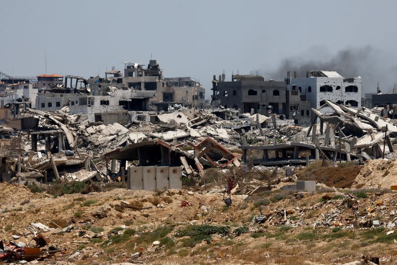 FILE PHOTO: Destroyed buildings stand in Gaza